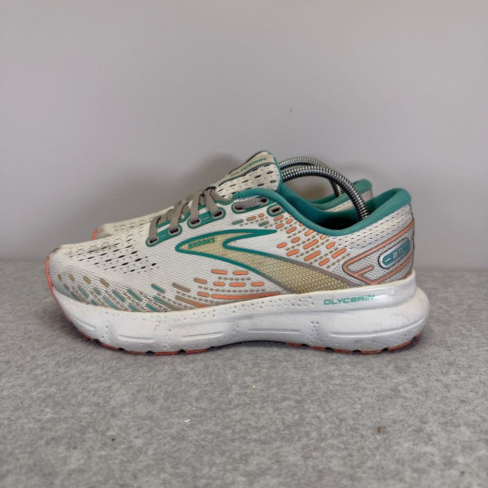 Brooks Glycerin 20 Womens Shoes Size 7.5 Grey Teal Running Sneakers 1203691B061
